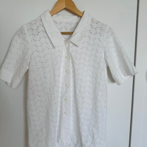 Vintage White Broderie Anglaise Shirt - Picture 1 of 3